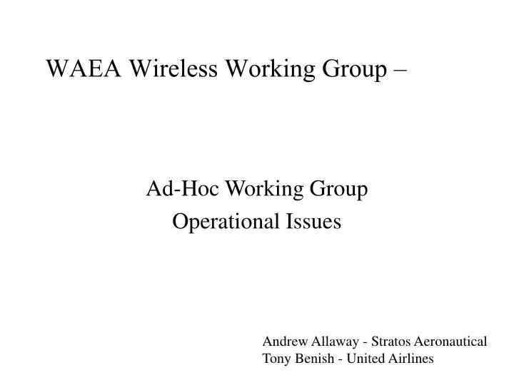 ad hoc working group operational issues