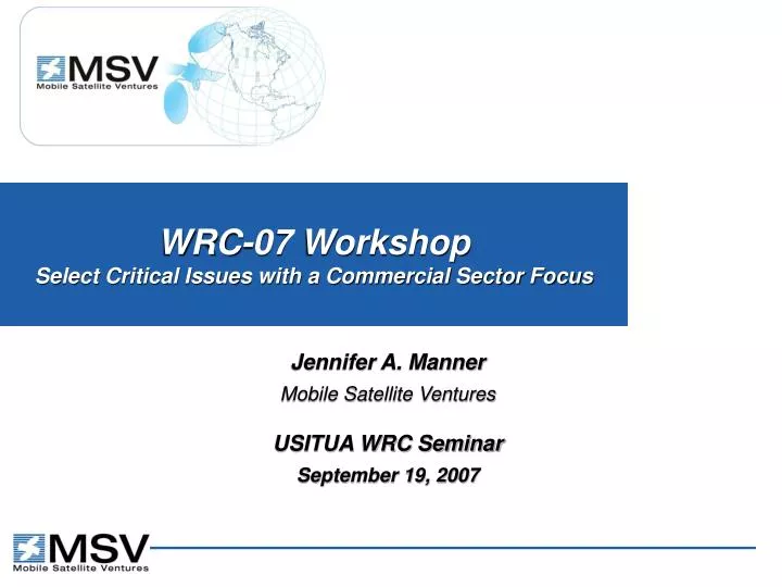wrc 07 workshop select critical issues with a commercial sector focus