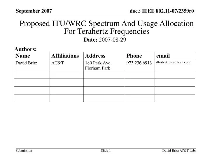 proposed itu wrc spectrum and usage allocation for terahertz frequencies