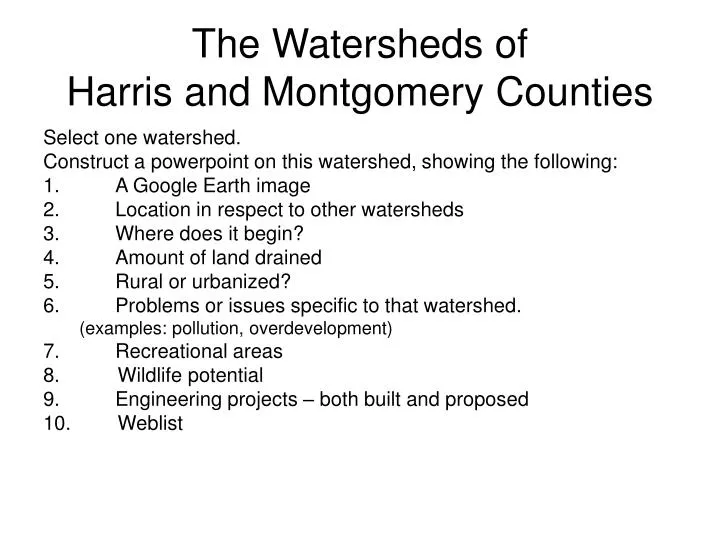 the watersheds of harris and montgomery counties