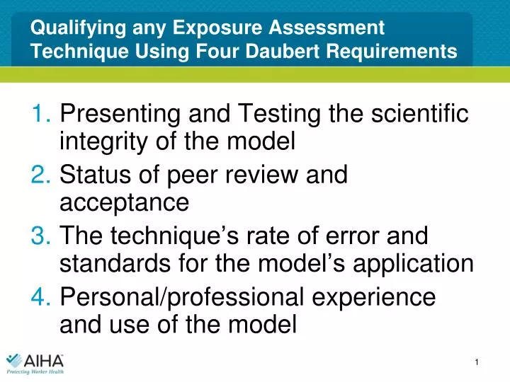 qualifying any exposure assessment technique using four daubert requirements