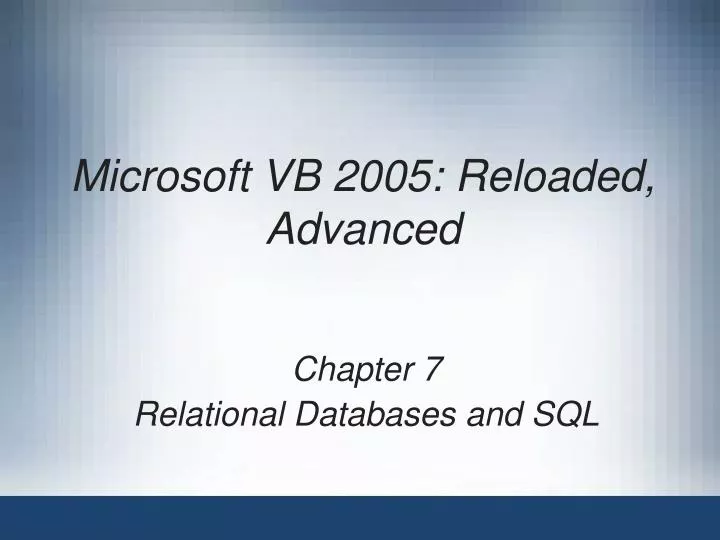 microsoft vb 2005 reloaded advanced