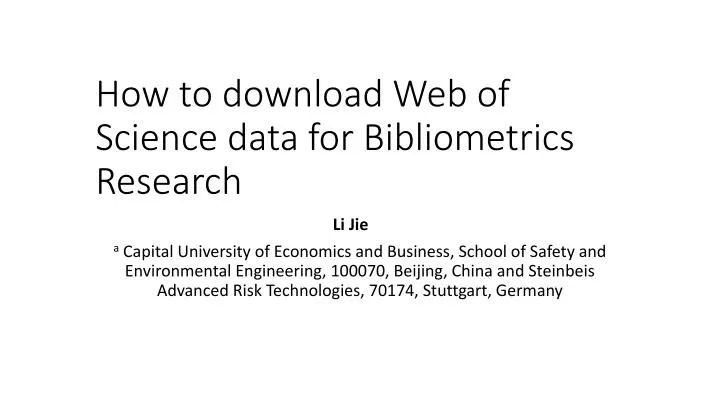 how to download web of science data for bibliometrics research