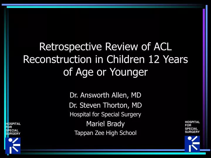 retrospective review of acl reconstruction in children 12 years of age or younger