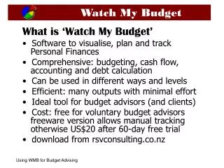What is ‘Watch My Budget’ Software to visualise, plan and track Personal Finances