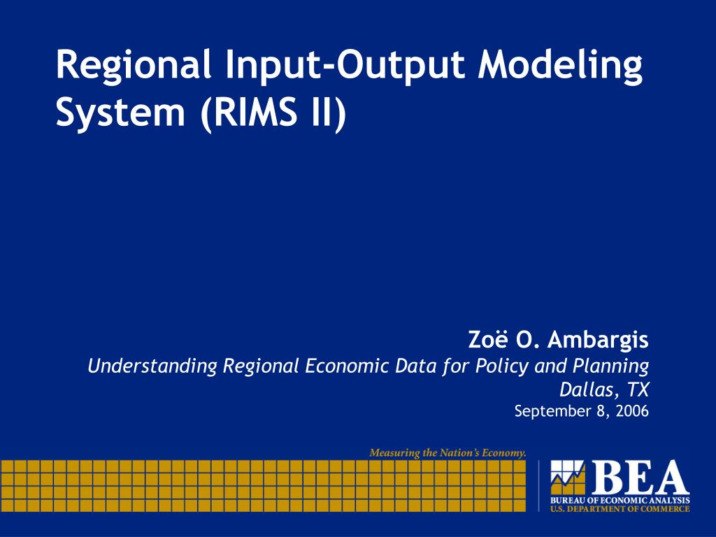 PPT - Understanding RIMS II: Key for Regional Economic Policy and ...