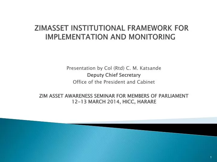 zimasset institutional framework for implementation and monitoring