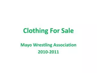 Clothing For Sale