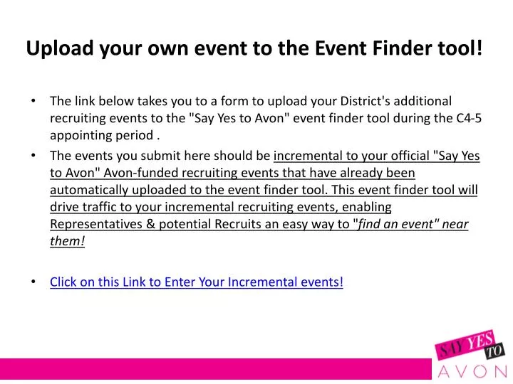 upload your own event to the event finder tool