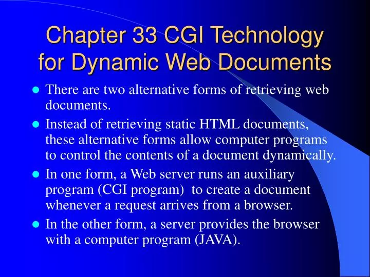 chapter 33 cgi technology for dynamic web documents