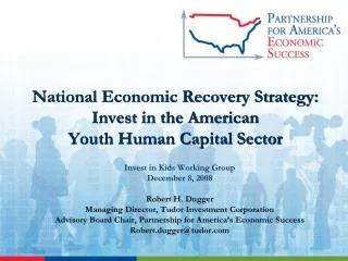 National Economic Recovery Strategy: Invest in the American Youth Human Capital Sector
