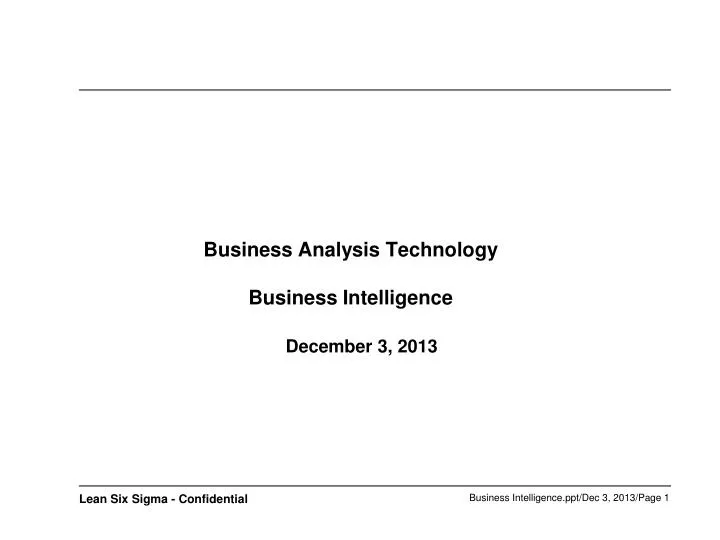business analysis technology business intelligence december 3 2013