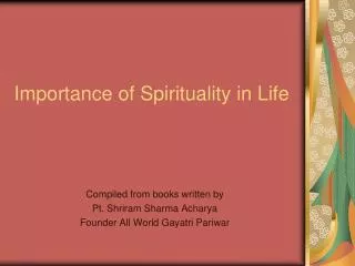 Importance of Spirituality in Life