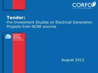 Tender: Pre-Investment Studies on Electrical Generation Projects from NCRE sources