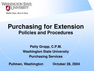 Purchasing for Extension Policies and Procedures