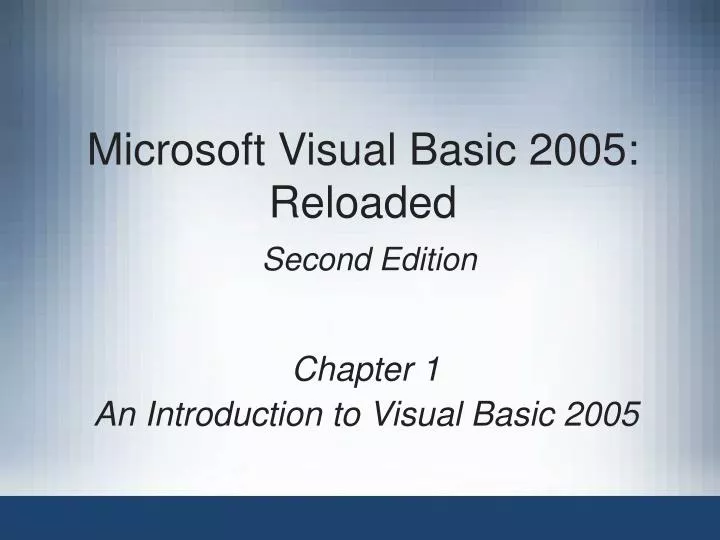 microsoft visual basic 2005 reloaded second edition