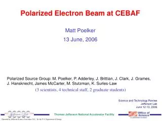Polarized Electron Beam at CEBAF