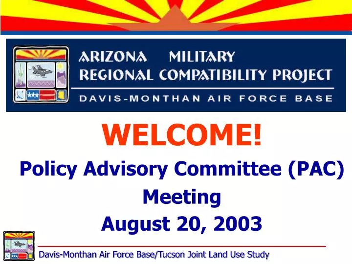 welcome policy advisory committee pac meeting august 20 2003