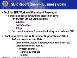 sdr report query business goals