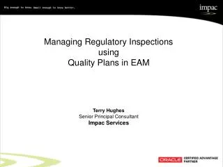 Managing Regulatory Inspections using Quality Plans in EAM