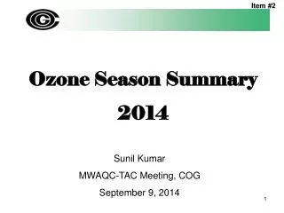 Ozone Season Summary 2014