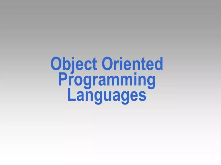 object oriented programming languages