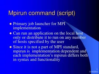 Mpirun command (script)
