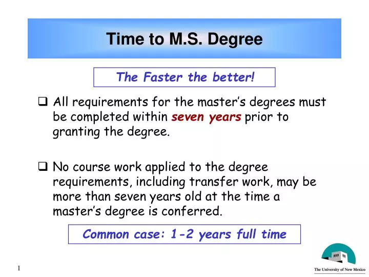 time to m s degree