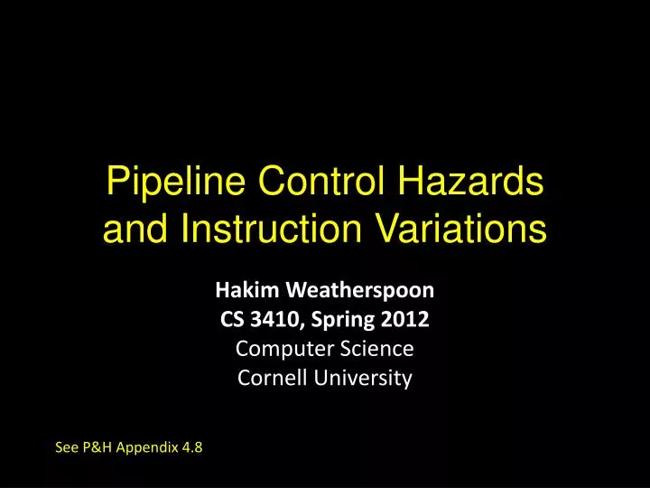 pipeline control hazards and instruction variations