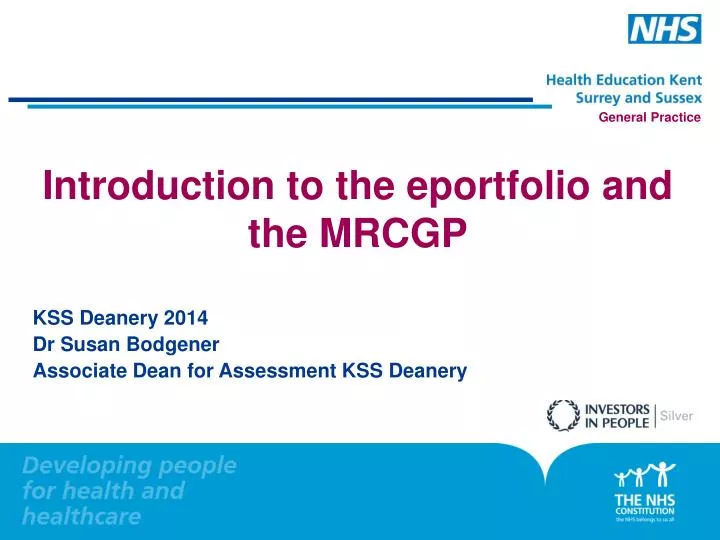 introduction to the eportfolio and the mrcgp
