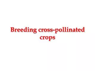 Breeding cross-pollinated crops
