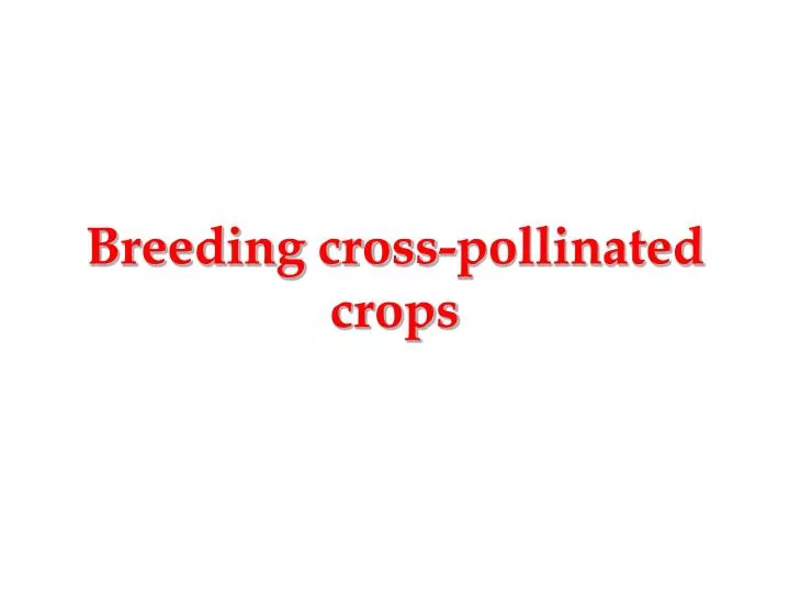 breeding cross pollinated crops