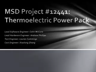 MSD Project #12441: Thermoelectric Power Pack