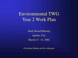 Environmental TWG Year 2 Work Plan