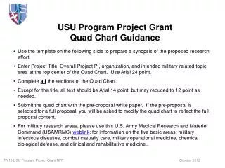 USU Program Project Grant Quad Chart Guidance