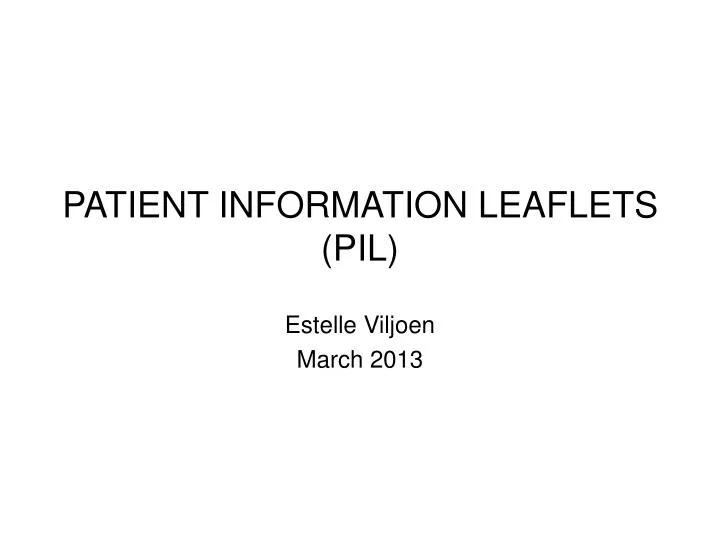 patient information leaflets pil