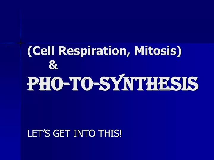 cell respiration mitosis pho to synthesis
