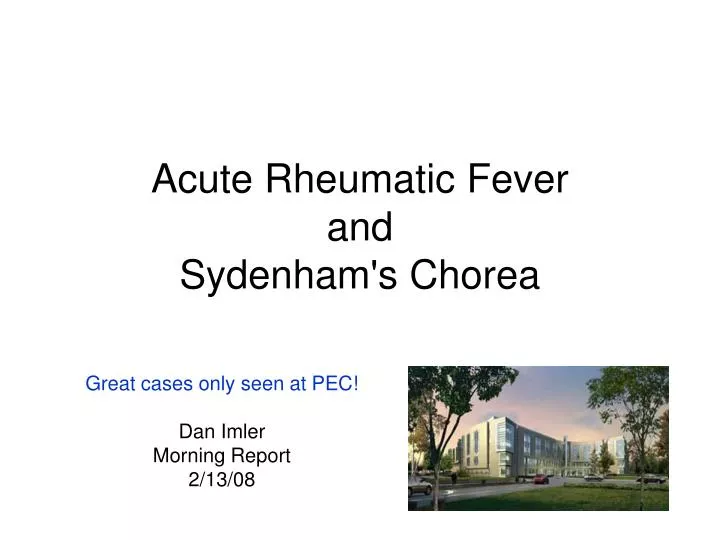 acute rheumatic fever and sydenham s chorea