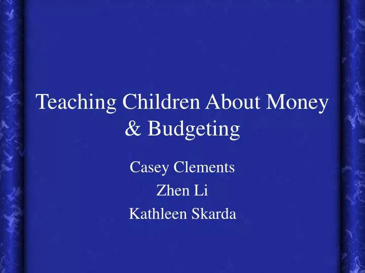 teaching children about money budgeting