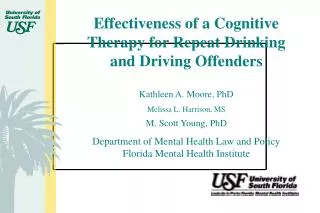 Effectiveness of a Cognitive Therapy for Repeat Drinking and Driving Offenders