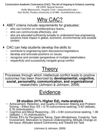 Why CAC?