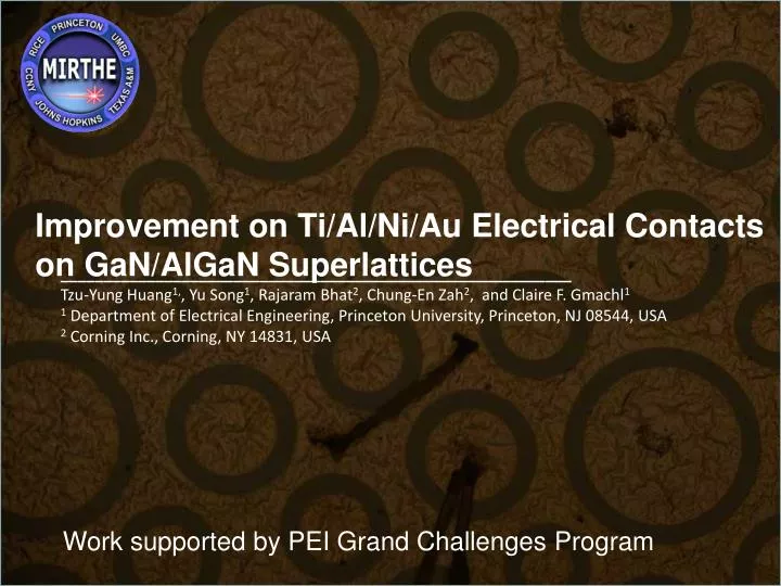 improvement on ti al ni au electrical contacts on gan algan superlattices