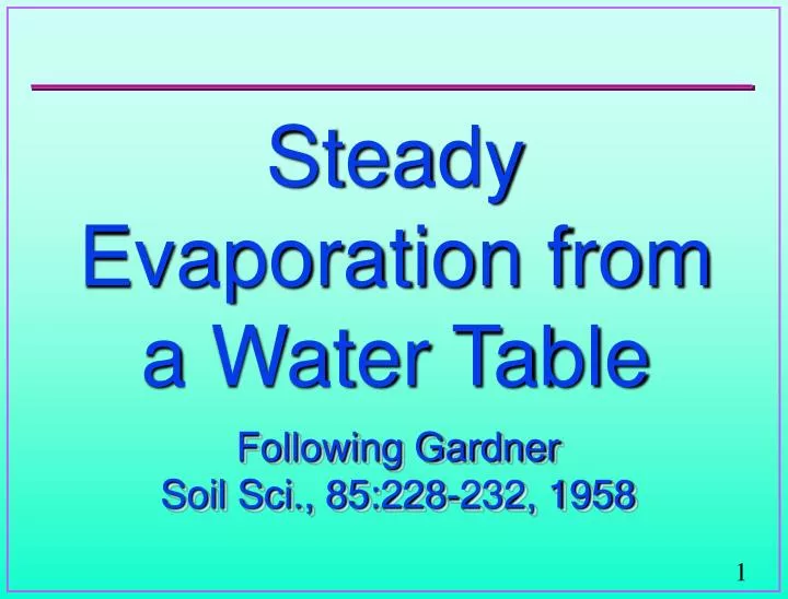 steady evaporation from a water table