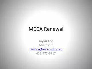 MCCA Renewal