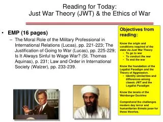 Reading for Today: Just War Theory (JWT) &amp; the Ethics of War