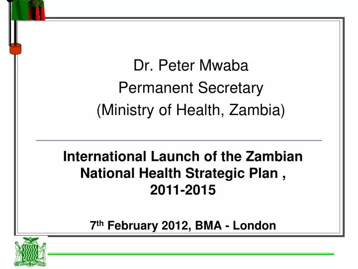dr peter mwaba permanent secretary ministry of health zambia