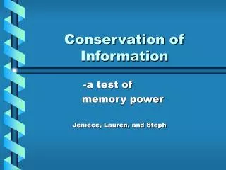 Conservation of Information