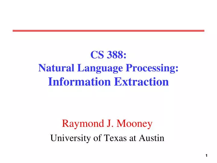 cs 388 natural language processing information extraction