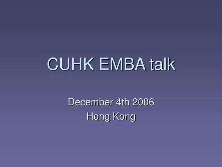 cuhk emba talk