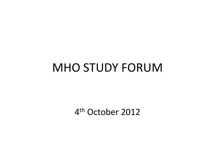 mho study forum